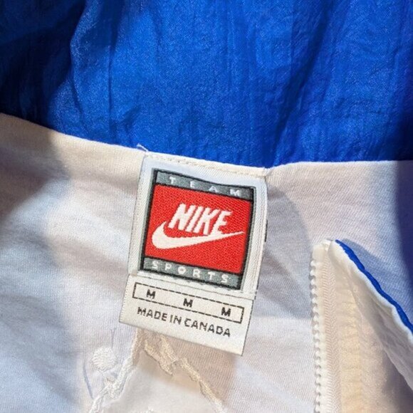Vintage Nike White Label Branded Windbreaker Blue and White Men Size Medium - Picture 12 of 13